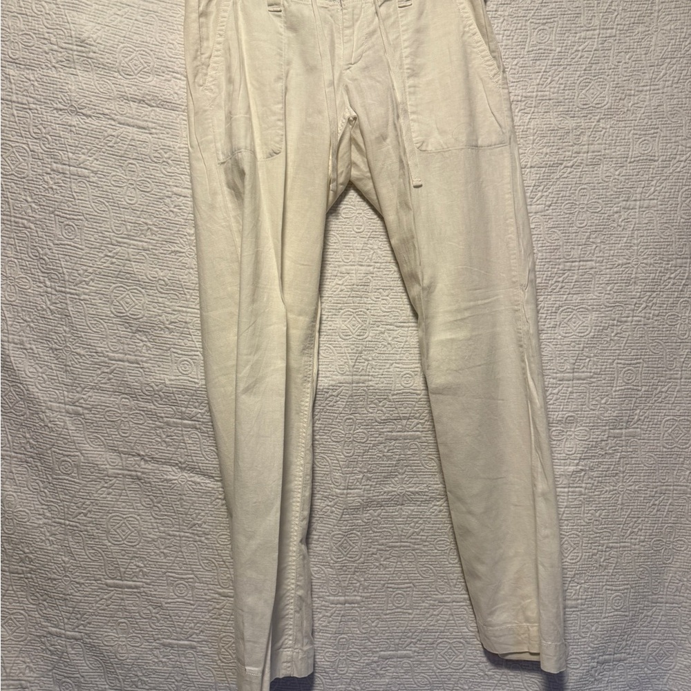 White linen pants